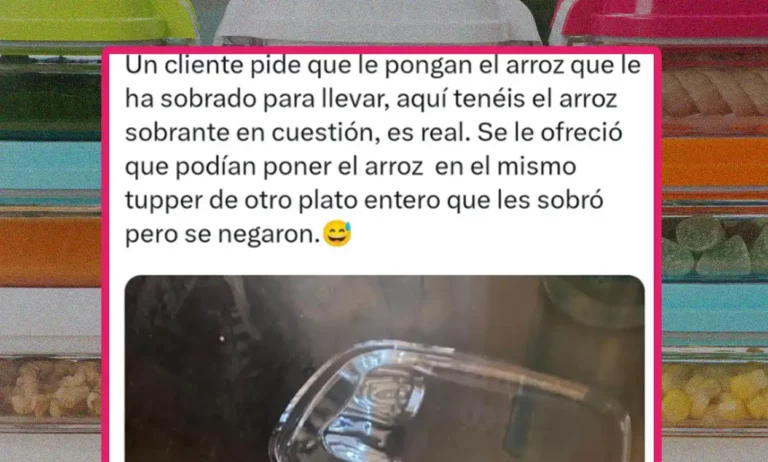 Piden a un camarero que ponga las sobras en un tupper